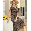 Zeagoo Womens Casual Dresses for Summer Short Sleeve Flare Midi Dress Beach(Leopard Print)