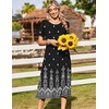 Zeagoo Womens Casual Dresses for Summer Short Sleeve Flare Midi Dress Beach(Mz938 Black Floral)