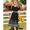 Zeagoo Womens Casual Dresses for Summer Short Sleeve Flare Midi Dress Beach(Mz938 Black Floral)