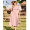 Zeagoo Womens Casual Dresses for Summer Short Sleeve Flare Midi Dress Beach(Pink Jh1)