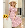 Zeagoo Womens Casual Dresses for Summer Short Sleeve Flare Midi Dress Beach(Pink Polka Dots)