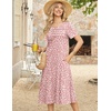 Zeagoo Womens Casual Dresses for Summer Short Sleeve Flare Midi Dress Beach(Pink Polka Dots)
