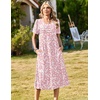 Zeagoo Womens Casual Dresses for Summer Short Sleeve Flare Midi Dress Beach(Pink Xh530)