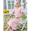 Zeagoo Womens Casual Dresses for Summer Short Sleeve Flare Midi Dress Beach(Pink Xh530)
