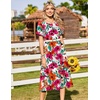 Zeagoo Womens Casual Dresses for Summer Short Sleeve Flare Midi Dress Beach(Red Floral)