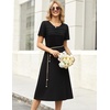 Zeagoo Womens Casual Dresses for Summer Short Sleeve Flare Midi Dress Beach(Solid Black)