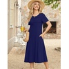 Zeagoo Womens Casual Dresses for Summer Short Sleeve Flare Midi Dress Beach(Solid Navy)