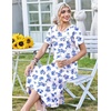 Zeagoo Womens Casual Dresses for Summer Short Sleeve Flare Midi Dress Beach(White Dh342)