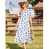 Zeagoo Womens Casual Dresses for Summer Short Sleeve Flare Midi Dress Beach(White Dh342)