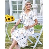 Zeagoo Womens Casual Dresses for Summer Short Sleeve Flare Midi Dress Beach(White Floral)