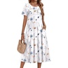 Zeagoo Womens Casual Dresses for Summer Short Sleeve Flare Midi Dress Beach(White Floral)
