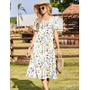 Zeagoo Womens Casual Dresses for Summer Short Sleeve Flare Midi Dress Beach(White Xh403)