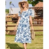 Zeagoo Womens Casual Dresses for Summer Short Sleeve Flare Midi Dress Beach(Yg20)