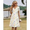 Zeagoo Women’s Casual Dresses with Pockets Summer Floral V-Neck A-Line Tshirt Dress Short Sleeve Mini Dress Beach Sundress(A01-white Floral)