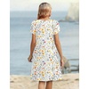 Zeagoo Women’s Casual Dresses with Pockets Summer Floral V-Neck A-Line Tshirt Dress Short Sleeve Mini Dress Beach Sundress(A01-white Floral)