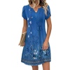 Zeagoo Women’s Casual Dresses with Pockets Summer Floral V-Neck A-Line Tshirt Dress Short Sleeve Mini Dress Beach Sundress(A02-blue Floral)