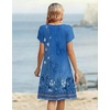 Zeagoo Women’s Casual Dresses with Pockets Summer Floral V-Neck A-Line Tshirt Dress Short Sleeve Mini Dress Beach Sundress(A02-blue Floral)