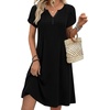 Zeagoo Women’s Casual Dresses with Pockets Summer Floral V-Neck A-Line Tshirt Dress Short Sleeve Mini Dress Beach Sundress(Black)