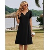 Zeagoo Women’s Casual Dresses with Pockets Summer Floral V-Neck A-Line Tshirt Dress Short Sleeve Mini Dress Beach Sundress(Black)