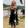 Zeagoo Women’s Casual Dresses with Pockets Summer Floral V-Neck A-Line Tshirt Dress Short Sleeve Mini Dress Beach Sundress(Black Floral)