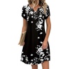 Zeagoo Women’s Casual Dresses with Pockets Summer Floral V-Neck A-Line Tshirt Dress Short Sleeve Mini Dress Beach Sundress(Black Floral)