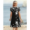 Zeagoo Women’s Casual Dresses with Pockets Summer Floral V-Neck A-Line Tshirt Dress Short Sleeve Mini Dress Beach Sundress(Black Floral)