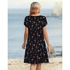 Zeagoo Women’s Casual Dresses with Pockets Summer Floral V-Neck A-Line Tshirt Dress Short Sleeve Mini Dress Beach Sundress(Black Printed)