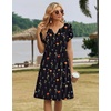 Zeagoo Women’s Casual Dresses with Pockets Summer Floral V-Neck A-Line Tshirt Dress Short Sleeve Mini Dress Beach Sundress(Black Printed)