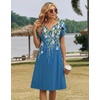 Zeagoo Women’s Casual Dresses with Pockets Summer Floral V-Neck A-Line Tshirt Dress Short Sleeve Mini Dress Beach Sundress(Blue Bloom)