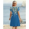Zeagoo Women’s Casual Dresses with Pockets Summer Floral V-Neck A-Line Tshirt Dress Short Sleeve Mini Dress Beach Sundress(Blue Bloom)