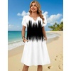 Zeagoo Women’s Casual Dresses with Pockets Summer Floral V-Neck A-Line Tshirt Dress Short Sleeve Mini Dress Beach Sundress(Gradient Black White)