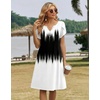 Zeagoo Women’s Casual Dresses with Pockets Summer Floral V-Neck A-Line Tshirt Dress Short Sleeve Mini Dress Beach Sundress(Gradient Black White)