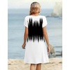 Zeagoo Women’s Casual Dresses with Pockets Summer Floral V-Neck A-Line Tshirt Dress Short Sleeve Mini Dress Beach Sundress(Gradient Black White)