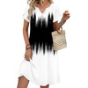 Zeagoo Women’s Casual Dresses with Pockets Summer Floral V-Neck A-Line Tshirt Dress Short Sleeve Mini Dress Beach Sundress(Gradient Black White)