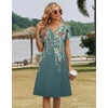 Zeagoo Women’s Casual Dresses with Pockets Summer Floral V-Neck A-Line Tshirt Dress Short Sleeve Mini Dress Beach Sundress(Gray-green Floral)