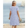 Zeagoo Women’s Casual Dresses with Pockets Summer Floral V-Neck A-Line Tshirt Dress Short Sleeve Mini Dress Beach Sundress(Grey Blue-white)