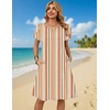 Zeagoo Women’s Casual Dresses with Pockets Summer Floral V-Neck A-Line Tshirt Dress Short Sleeve Mini Dress Beach Sundress(Khaki Stripe)