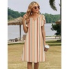 Zeagoo Women’s Casual Dresses with Pockets Summer Floral V-Neck A-Line Tshirt Dress Short Sleeve Mini Dress Beach Sundress(Khaki Stripe)