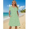 Zeagoo Women’s Casual Dresses with Pockets Summer Floral V-Neck A-Line Tshirt Dress Short Sleeve Mini Dress Beach Sundress(Light Green)