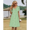Zeagoo Women’s Casual Dresses with Pockets Summer Floral V-Neck A-Line Tshirt Dress Short Sleeve Mini Dress Beach Sundress(Light Green)