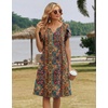 Zeagoo Women’s Casual Dresses with Pockets Summer Floral V-Neck A-Line Tshirt Dress Short Sleeve Mini Dress Beach Sundress(Multicolor)