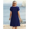 Zeagoo Women’s Casual Dresses with Pockets Summer Floral V-Neck A-Line Tshirt Dress Short Sleeve Mini Dress Beach Sundress(Navy Blue)