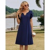 Zeagoo Women’s Casual Dresses with Pockets Summer Floral V-Neck A-Line Tshirt Dress Short Sleeve Mini Dress Beach Sundress(Navy Blue)