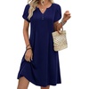 Zeagoo Women’s Casual Dresses with Pockets Summer Floral V-Neck A-Line Tshirt Dress Short Sleeve Mini Dress Beach Sundress(Navy Blue)