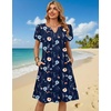 Zeagoo Women’s Casual Dresses with Pockets Summer Floral V-Neck A-Line Tshirt Dress Short Sleeve Mini Dress Beach Sundress(Navy Blue Floral)