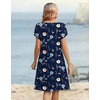 Zeagoo Women’s Casual Dresses with Pockets Summer Floral V-Neck A-Line Tshirt Dress Short Sleeve Mini Dress Beach Sundress(Navy Blue Floral)