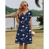 Zeagoo Women’s Casual Dresses with Pockets Summer Floral V-Neck A-Line Tshirt Dress Short Sleeve Mini Dress Beach Sundress(Navy Blue Floral)