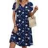 Zeagoo Women’s Casual Dresses with Pockets Summer Floral V-Neck A-Line Tshirt Dress Short Sleeve Mini Dress Beach Sundress(Navy Blue Floral)