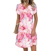 Zeagoo Women’s Casual Dresses with Pockets Summer Floral V-Neck A-Line Tshirt Dress Short Sleeve Mini Dress Beach Sundress(Pink Marble Printed)