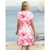 Zeagoo Women’s Casual Dresses with Pockets Summer Floral V-Neck A-Line Tshirt Dress Short Sleeve Mini Dress Beach Sundress(Pink Marble Printed)